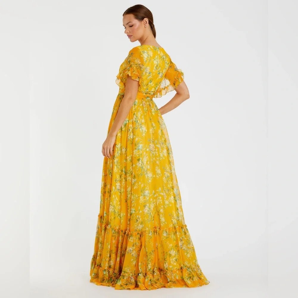 IEENA FOR MAC DUGGAL Flounce Sleeve Floral Maxi Dress - Picture 2 of 5